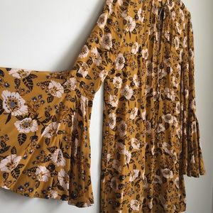 Free People floral bell sleeve tunic dress